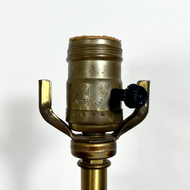 Neoclassical Lapis Lazuli Blue Plated Solid Brass Column Table Lamp For Sale - Image 11 of 13