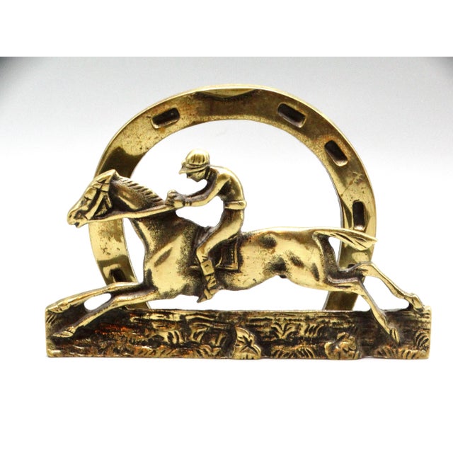 1930's English GIlt Brass Equestrian Letter Rack For Sale - Image 4 of 6