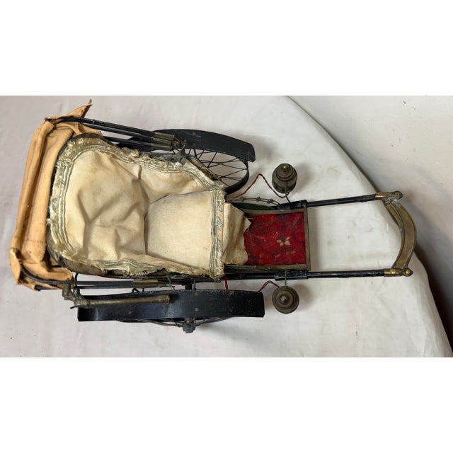 Antique 19th Century Handmade Mixed Media Tole Running Rickshaw Mini Sculpture For Sale - Image 13 of 18