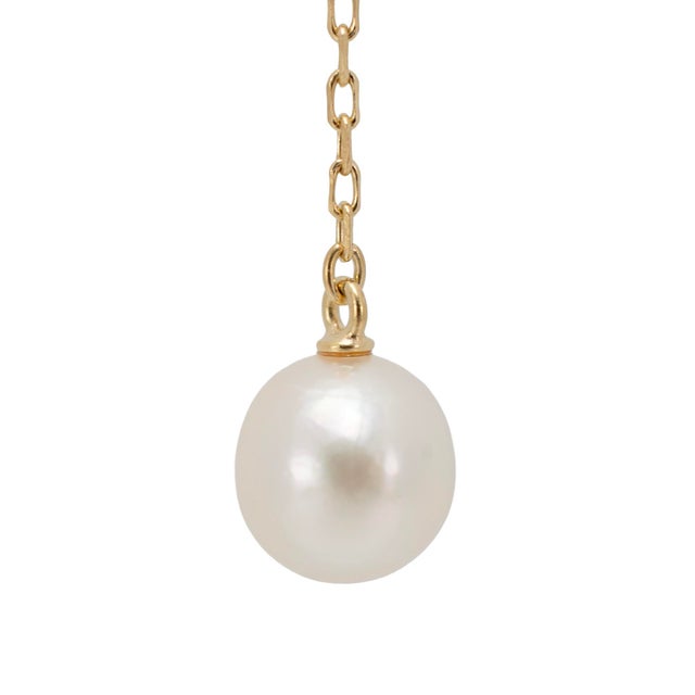 Mikimoto 18k Yellow Gold Akoya Pearl Lariat Drop Pendant Necklace For Sale - Image 4 of 9