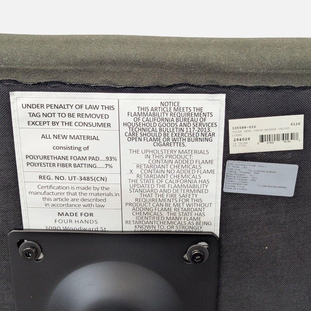 Black Four Hands Tyler Modern Office Chair With Wood Arms and Metal Base For Sale - Image 8 of 8