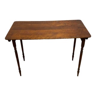 Mid 20th Century Folding Cherry Wood Sewing Table With Stenciled Measuring Ruler For Sale