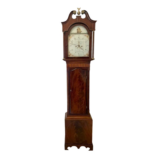 Antique George III Inlaid Mahogany Long Case Clock For Sale