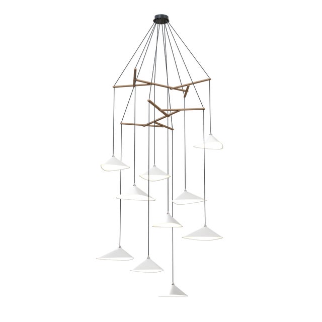 Emily V10 Group Pendant Light in White Semi-Matte by Daniel Becker for Moss Objects For Sale - Image 6 of 6