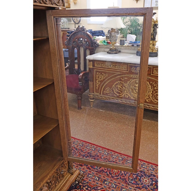 Late 19th Century Figural Carved Tiger Oak China Cabinet by Aj Johnson Chicago For Sale - Image 11 of 15