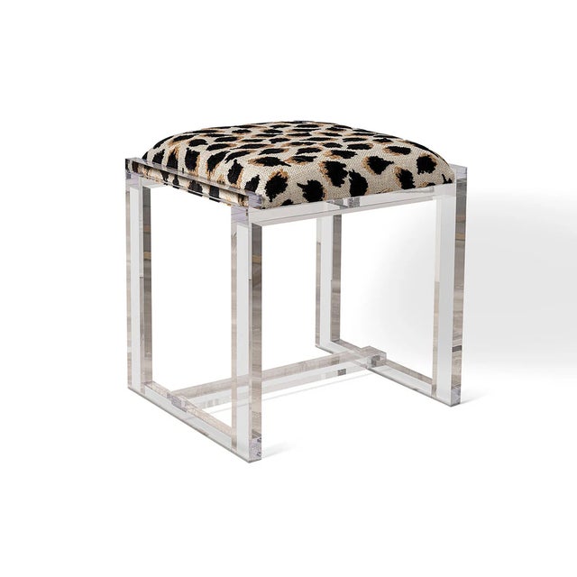 Plastic Glencoe Ocelot Black Lucite Bench For Sale - Image 7 of 7