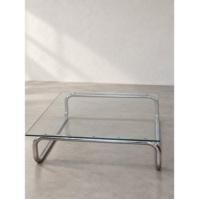 Coffee Table in Chrome and Glass, 1980s For Sale - Image 6 of 8