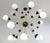 Italian midcentury style Sputnik chandelier with 18 matte white Murano glass globes, mounted on unlacquered natural brass...