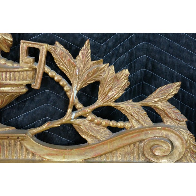Vintage French Louis XVI Neoclassical Gilt Wall Hanging Mirror Mirror Fair 56" For Sale - Image 6 of 16