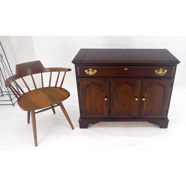 Flip Top Serving Bar cabinet Solid Cherry Bracket Feet MINT For Sale - Image 13 of 18