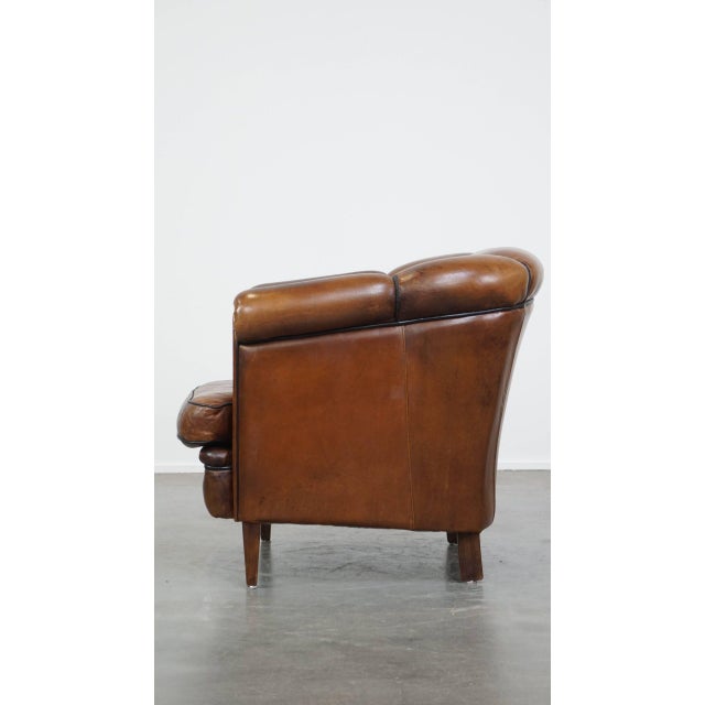 Cognac-Colored Leather Club Chair For Sale - Image 5 of 12