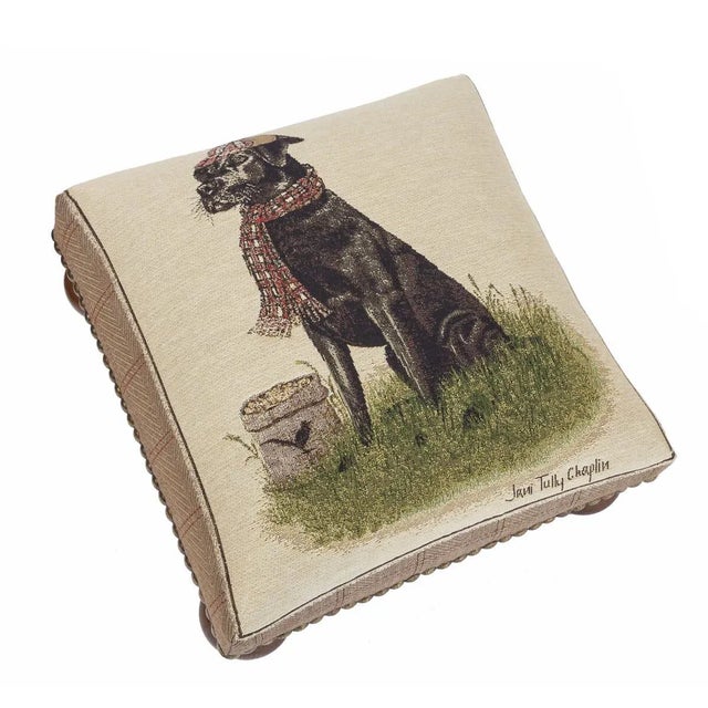 English 00 Sir Lancelot Labrador Tapestry Footstool For Sale - Image 3 of 3