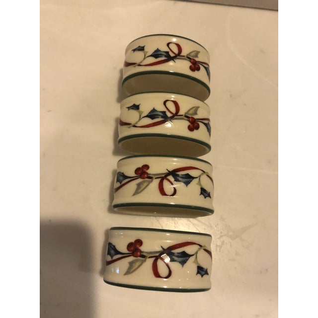 Red 2000s Lenox Winter Greetings Porcelain Napkin Rings, New in Box- Set of 4 For Sale - Image 8 of 8