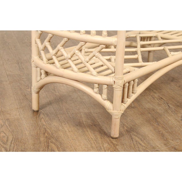 White Ficks Reed Glass Top Rattan Console For Sale - Image 8 of 12