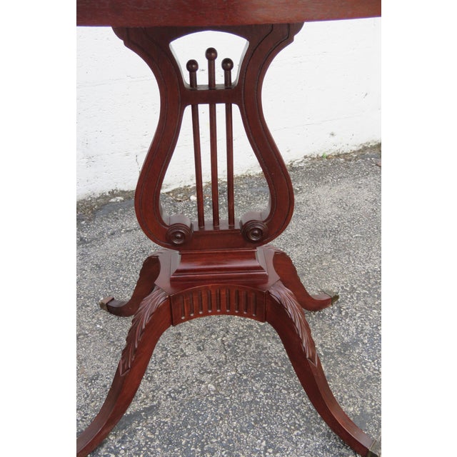 Mahogany Oval Harp Design Claw Feet Side End Table 6229 For Sale - Image 9 of 14
