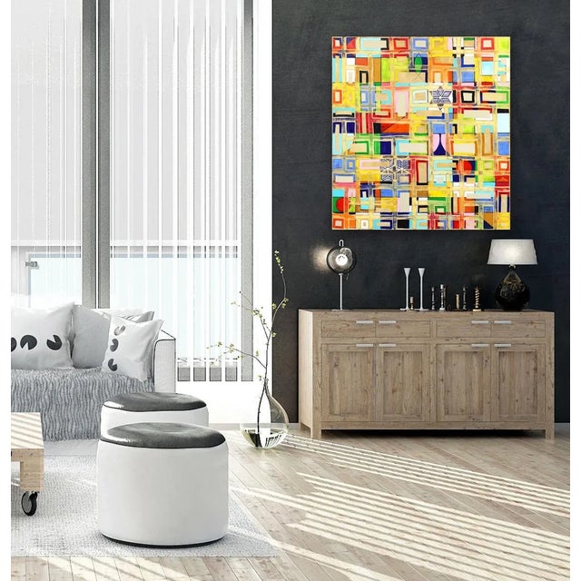 Textile "Pattern Mix" Contemporary Pattern Oil Painting by Petra Rös-Nickel For Sale - Image 7 of 9