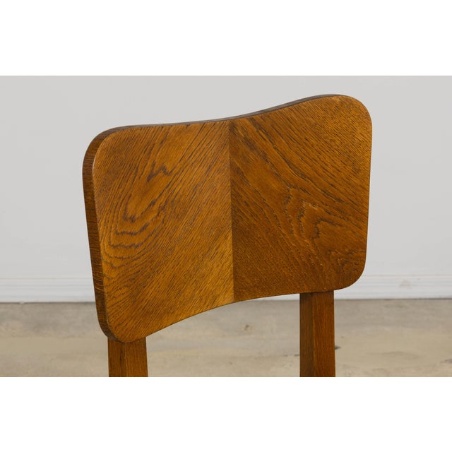 Set of Six French Art Deco Dining Chairs, Oak & Chenille, 1930s For Sale - Image 9 of 18