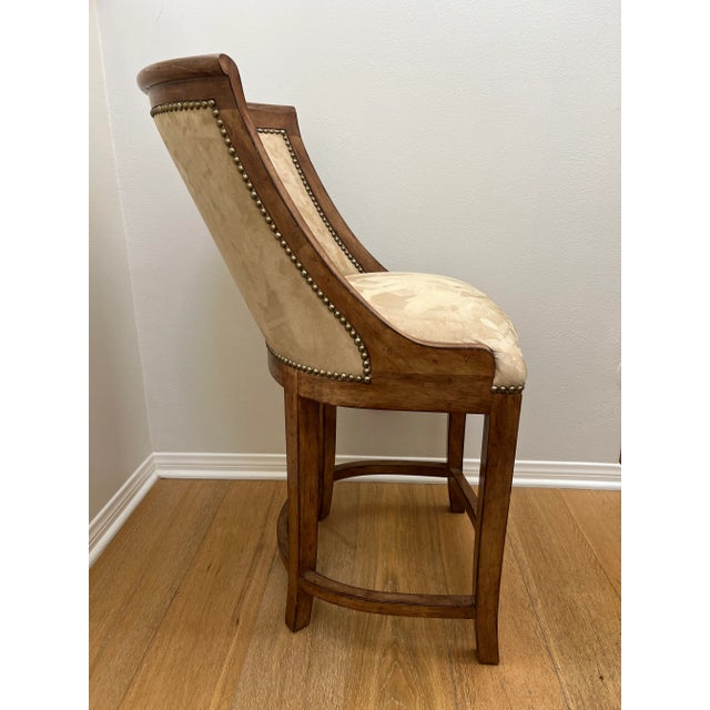 Bar Stools, Kreiss With Nail Heads and Suede Fabric- Set of 2 For Sale In Los Angeles - Image 6 of 9