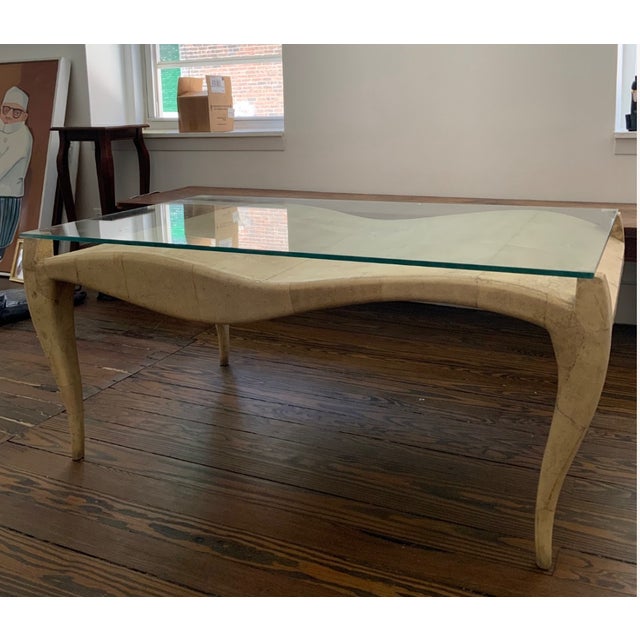 R & Y Augousti Vintage R&y Augousti Shagreen & Glass Coffee Table For Sale - Image 4 of 4