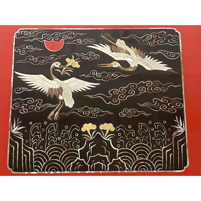 Late 20th Century Vintage Korean Lacquer Box with Inner Tray and MOP inlays For Sale - Image 5 of 18
