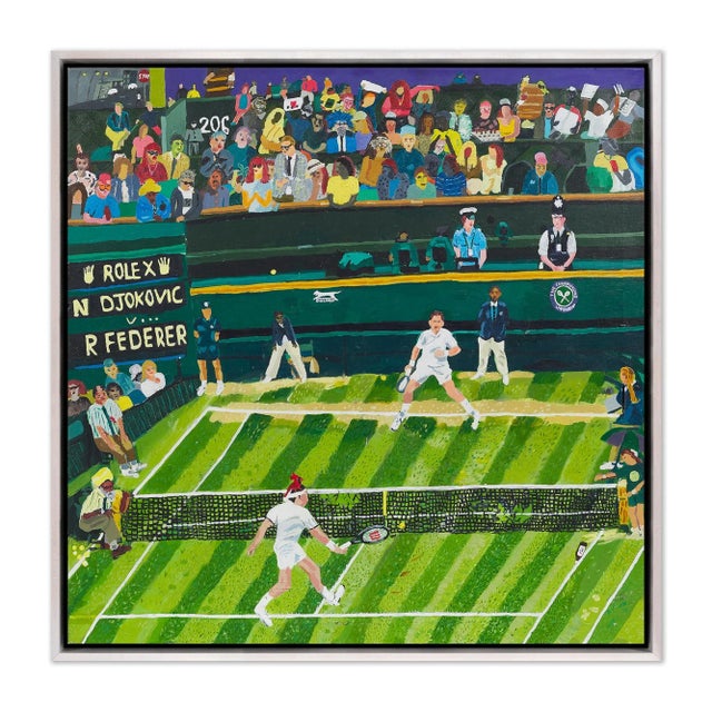 Contemporary Wimbledon by Shaun Ellison in White Frame, XL Art Print On Canvas For Sale - Image 3 of 3