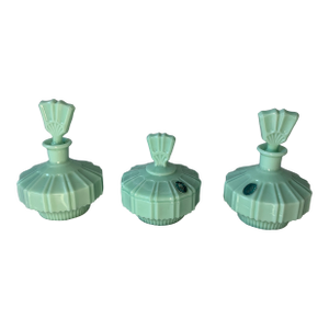 Circa 1940s Murano Glass Opaque Jadeite Green Vanity Bottles and Jar - Set of 3