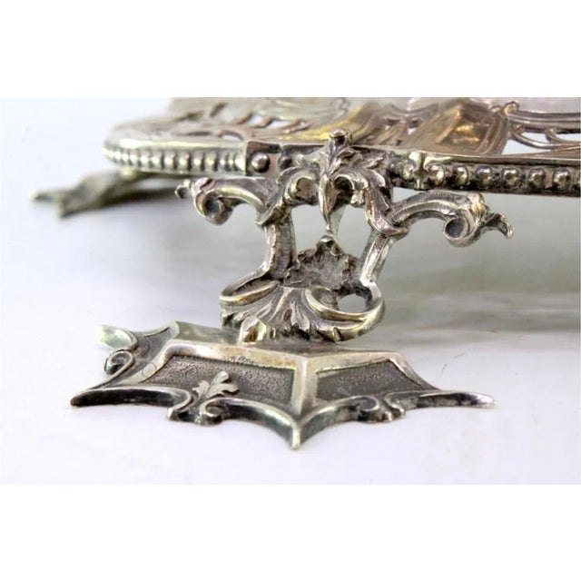 Silver and Cut Glass Vase with Raised Floral Motifs and Cut-Out Base For Sale - Image 6 of 9