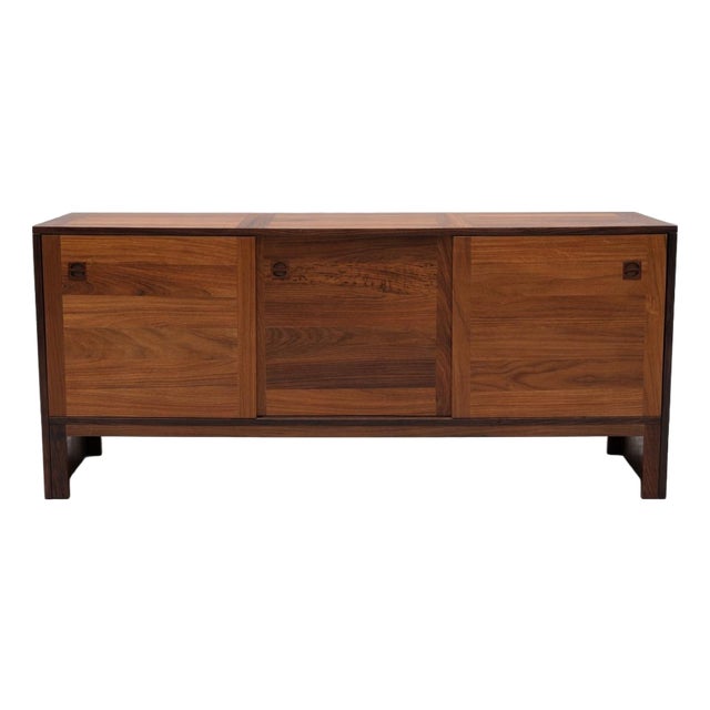 Mid Century Modern Danish Rosewood & Teak Credenza Sideboard – E. Jakobsen Skive, Attributed For Sale
