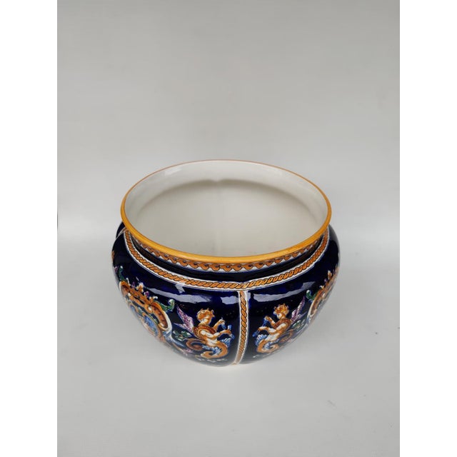 Vintage Earthenware Cachepot from Gien, 1970s For Sale - Image 6 of 8