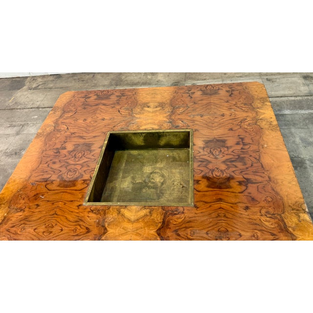 1970s Willy Rizzo Burl Wood and Brass Coffee Table, Italy, 1970s For Sale - Image 5 of 7