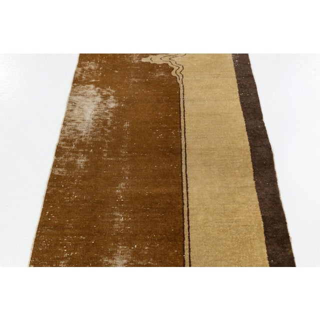 Art Deco Antique Art Deco Chinese Nichols Style Runner – Hand-Knotted Wool, Earth Tones & Crane Motif For Sale - Image 3 of 9