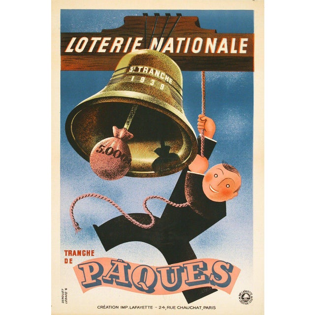 Date: 1939 Size: 15.5 x 23.5 inches Artist: Derouet-Lesacq About The Poster: Created in 1933, the French National Lottery...