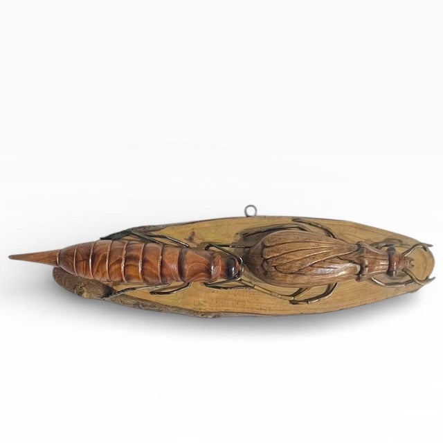 Set of 2 Vintage French Provincial Hand Carved Wood Folk Art Bugs Insects For Sale - Image 4 of 18