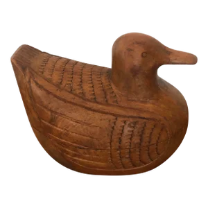 Box Carved Teak Wood Duck