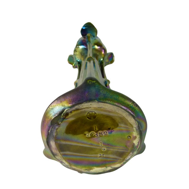 1900s Austrian Art Nouveau Heliosine Iridescent Iris Ceramic Vase by Karl Rudolf Ditmar For Sale - Image 12 of 13