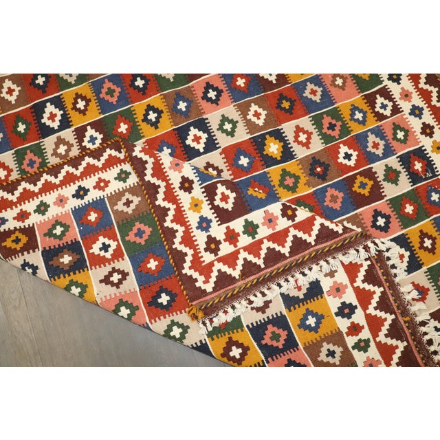 Textile Vintage Zabihi Collection Persian Qaushgai Kilim - 5' x 9'5" For Sale - Image 7 of 9