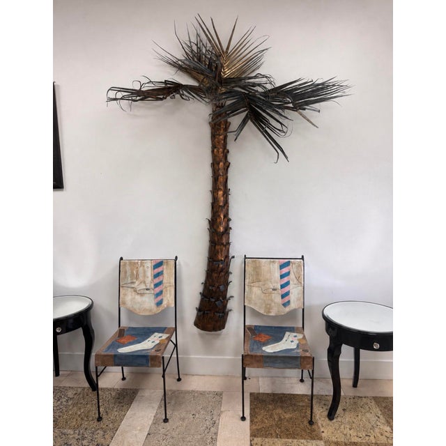 Large 1970s Artist-Made Copper and Brass Palm Tree Wall Sculpture For Sale - Image 9 of 12