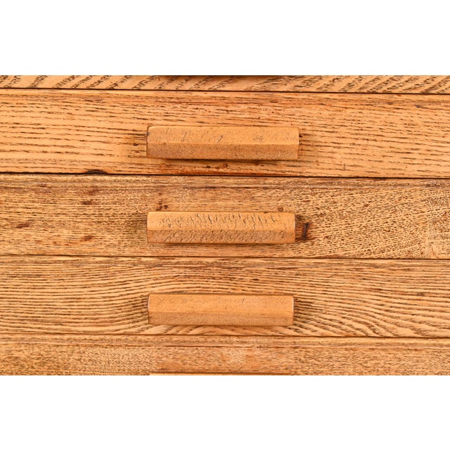 Wood Antique Arts & Crafts Oak 16-Drawer Architect's Blueprint Flat File Cabinet, Circa 1900 For Sale - Image 7 of 11