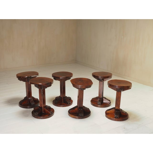Brutalist Vintage Italian Brutalist Stools, 1970s, Set of 6 For Sale - Image 3 of 7