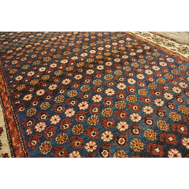 Late 19th Century Formidable Royal Blue Background With Linear Rows of Flowers Houndstooth Pattern Antique Persian Rug For Sale - Image 5 of 7