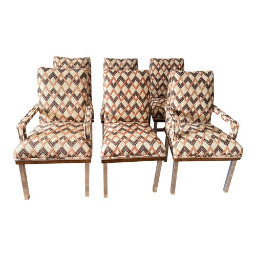 Mid 20th Century Burl Upholstered Dining Chairs in Style of Milo