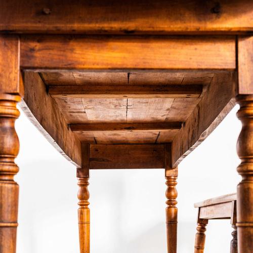 Vintage Long Rectangular Fruitwood Farmhouse Table and Bench, 1940s, Set of 2 For Sale - Image 9 of 13