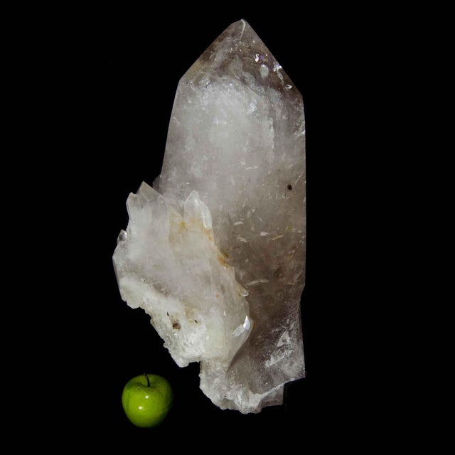 Gray Large Smoky Quartz Point, 79 Pounds, Black Tourmaline Inclusions (Brazil #G0168) For Sale - Image 8 of 16