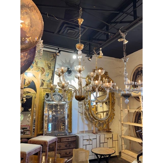 Early 21st Century Large Scale 2 Tier Murano Glass Chandelier in Fume Glass For Sale - Image 5 of 6