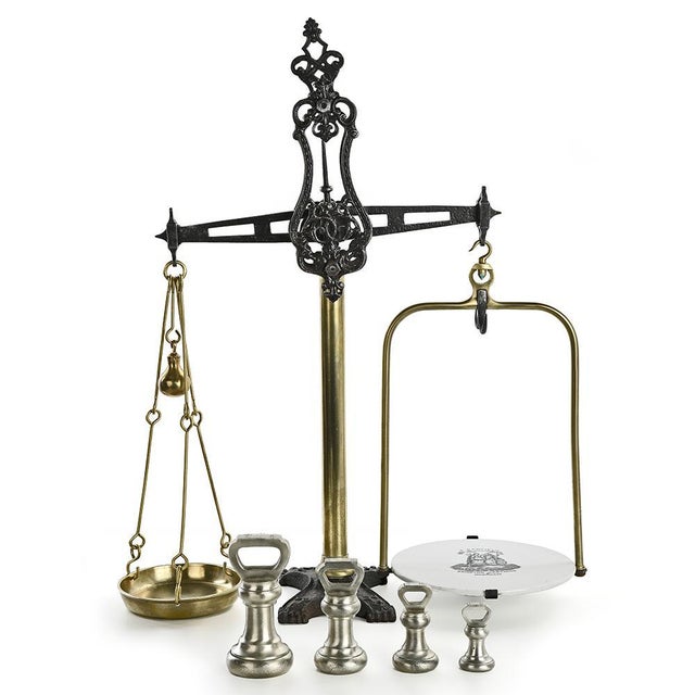 Antique Cast Iron and Brass Scale from S. Banfield For Sale - Image 8 of 8