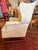 White 1980s Hickory Chair Co White Wingback Chair With Tone-on-Tone Embroidery and Matching Ottoman For Sale - Image 8 of 11