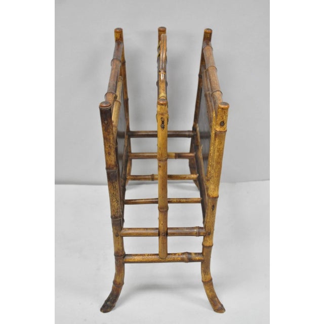 Antique English Victorian Bamboo Fretwork Canterbury Magazine Rack Stand For Sale - Image 10 of 17