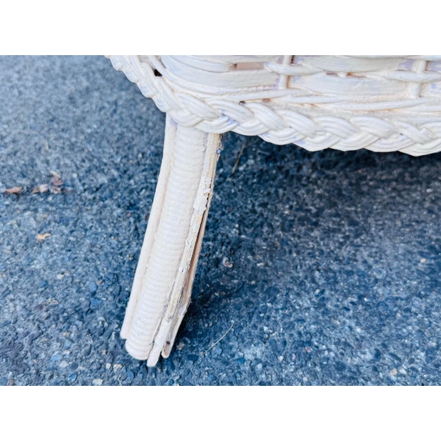 Vintage 1920 Heywood Wakefield Oval Wicker Painted Planter Stand For Sale In Boston - Image 6 of 9