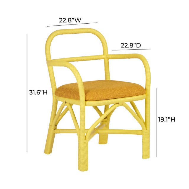 2020s Ginny Rattan Indoor/Outdoor Dining Chair, Yellow For Sale - Image 5 of 7