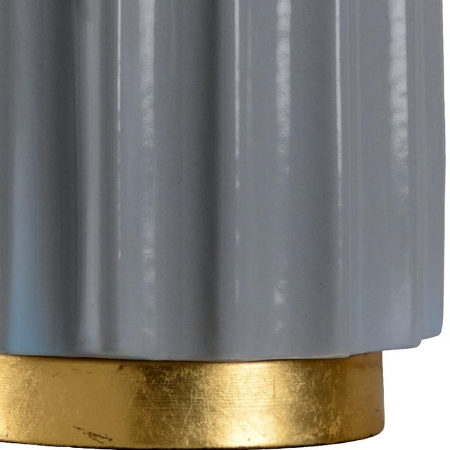 Slate gray crackled glaze with gold leaf accents 27.5h x 5w x 5d Shade Dimensions: top(15) bottom(16) side(10)
